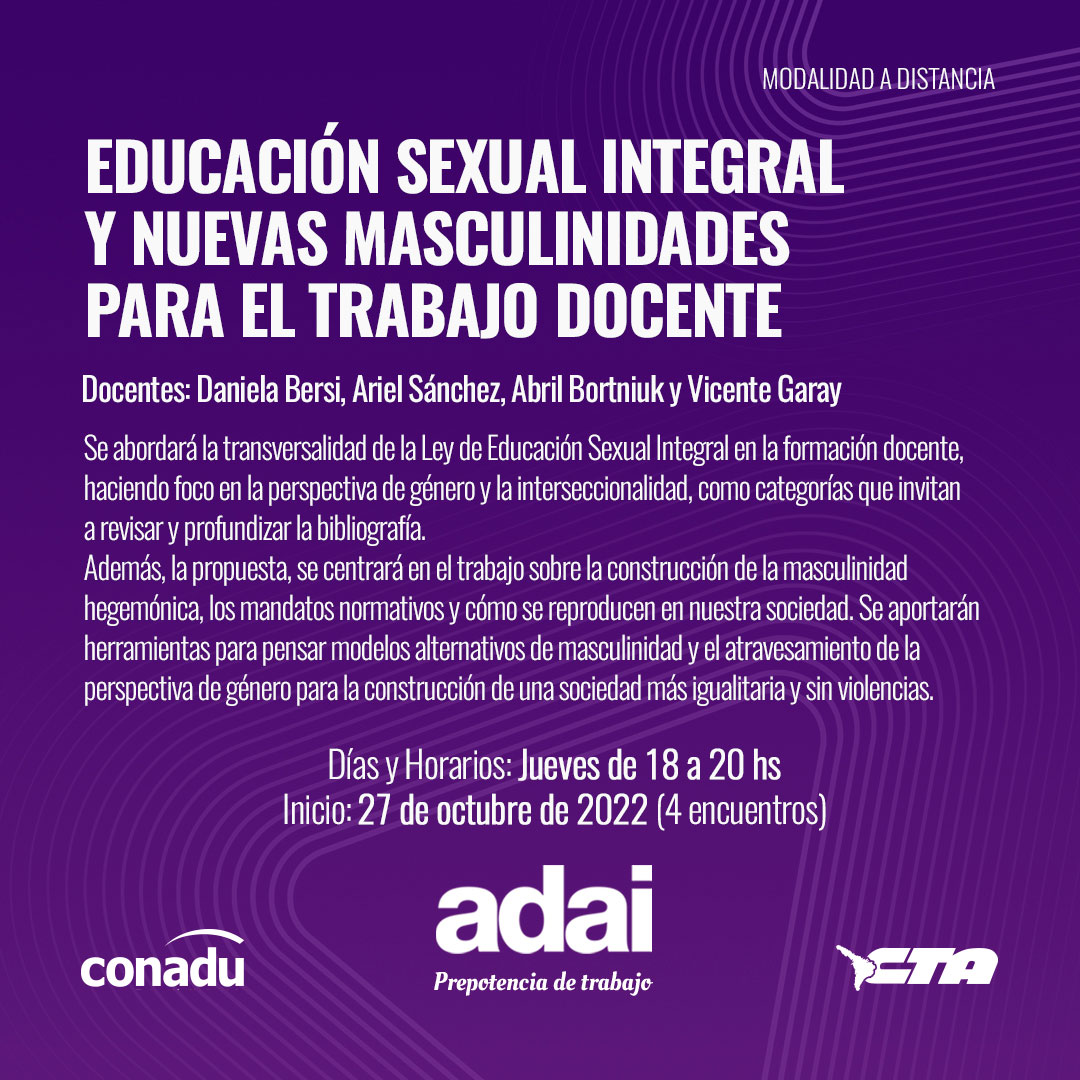Educación Sexual Integral y nuevas masculinidades para el trabajo docente